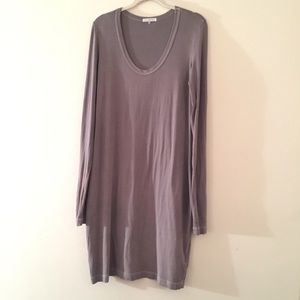 James Perse long sleeve cotton knit dress blue